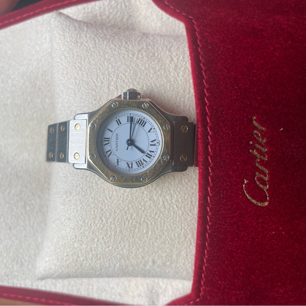 Cartier Gold and Silver Watch with White Dial